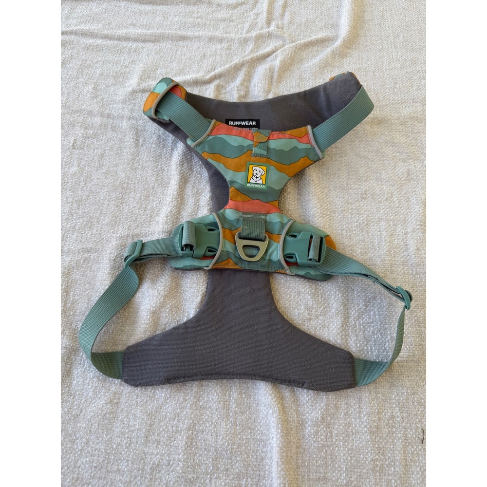 Ruffwear Front Range Dog Harness Medium Mountain Print Teal Orange Coral